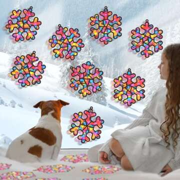 Lonfliness 30 Sets Winter Suncatchers Crafts Kit DIY Snowflake Window Stained Glass Effect Paper Home School Classroom Decoration Christmas Holiday Arts Crafts Creative Activity Project Kid Gift Favor