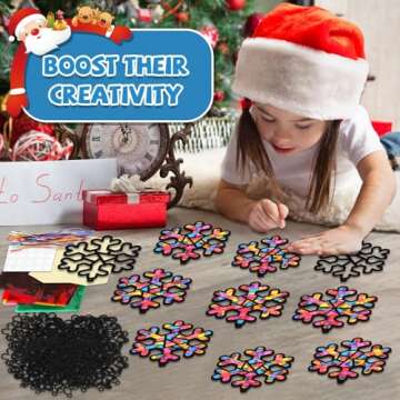 Lonfliness 30 Sets Winter Suncatchers Crafts Kit DIY Snowflake Window Stained Glass Effect Paper Home School Classroom Decoration Christmas Holiday Arts Crafts Creative Activity Project Kid Gift Favor