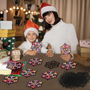 Lonfliness 30 Sets Winter Suncatchers Crafts Kit DIY Snowflake Window Stained Glass Effect Paper Home School Classroom Decoration Christmas Holiday Arts Crafts Creative Activity Project Kid Gift Favor