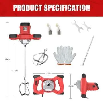 IMAYCC 2100W Cement Mixer with 6 Speed Control