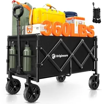 Originsure Collapsible Wagon Cart Foldable - Portable Heavy Duty Folding Beach Wagons with Wheels - ...