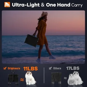 Originsure Collapsible Wagon Cart Foldable - Portable Heavy Duty Folding Beach Wagons with Wheels - Outdoor Utility Carts for Groceries, Shopping, Camping, Sports, Garden with Large Capacity - Black