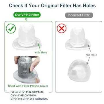 6 Pack Replacement Vacuum Filters for Black & Decker