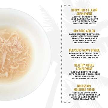 Tiki Cat Born Carnivore Broths, Chicken Recipe, Hydration and Flavor Supplement Cat Food Topper, 1.3 oz. Pouch (Pack of 12)