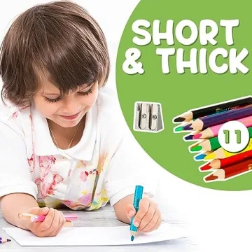 TinyGeeks Jumbo Colored Pencil Set for Kids - Creative Fun