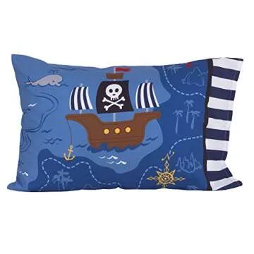 Little Tikes 4 Piece Pirates Toddler Bedding Set, Blue/Red/Black, 52"x28"