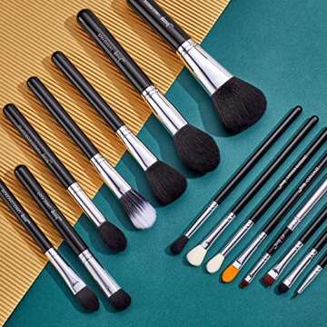 Jessup Makeup Brushes 15 Pcs Makeup Brush Set Beauty Cosmetics Make Up Powder Concealer Eyeshadow Ey...