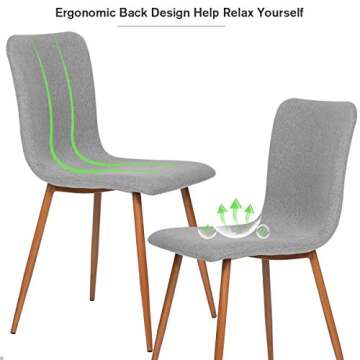 Dining Chairs Set of 4 Kitchen Dining Room Chairs Accent Chairs for Living Room Bedroom Mid Century Modern Upholstered Side Chair with Fabric Cushion Seat Back Brown Metal Legs, Grey