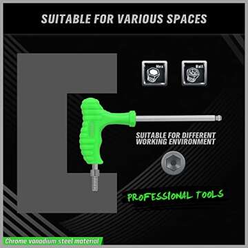 SWANLAKE 18-Piece T-Handle allen wrench set, Inch/Metric Long Arm Ball End Hex Key Wrench Set, MM(1.5mm-10mm) SAE(1/16"-3/8")