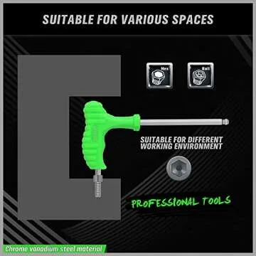 SWANLAKE 18-Piece T-Handle allen wrench set, Inch/Metric Long Arm Ball End Hex Key Wrench Set, MM(1.5mm-10mm) SAE(1/16"-3/8")