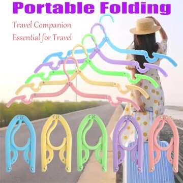 CADEVED 10 Pcs Travel Hangers- Cruise Ship Essentials, Foldable Clothes Hangers Portable Travel Accessories Space Saving for Travel & Home Use(Multi Color)