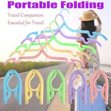CADEVED 10 Pcs Travel Hangers- Cruise Ship Essentials, Foldable Clothes Hangers Portable Travel Accessories Space Saving for Travel & Home Use(Multi Color)