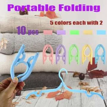 CADEVED 10 Pcs Travel Hangers- Cruise Ship Essentials, Foldable Clothes Hangers Portable Travel Accessories Space Saving for Travel & Home Use(Multi Color)