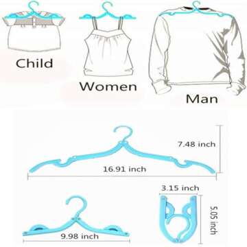 CADEVED 10 Pcs Travel Hangers- Cruise Ship Essentials, Foldable Clothes Hangers Portable Travel Accessories Space Saving for Travel & Home Use(Multi Color)