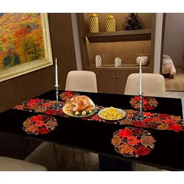 Elegant Simhomsen Embroidered Fall Table Runner