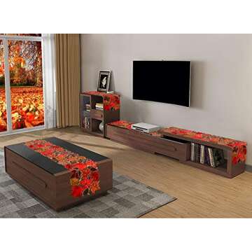 Simhomsen Embroidered Leaves Table Runner for Thanksgiving, Fall or Autumn Harvest Decorations (14 × 70 inches)