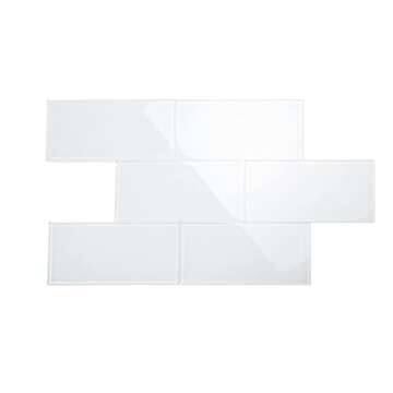 Giorbello Glass Subway Backsplash Tile, 6x6, Bright White, Sample Tile (1 Piece)