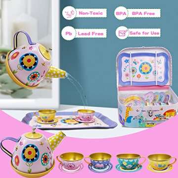 Hummigoo 39-Piece Tea Party Set for Kids, Safe and Fun Pretend Play