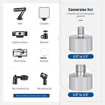 Neewer Microphone Arm Stand, Heavy-Duty Mic Arm Microphone Stand Suspension Scissor Boom Stand with 5/8” to 3/8” & 5/8” to 1/4” Screw and Cable Tie Compatible with Blue Yeti/Snowball/QuadCast (Medium)