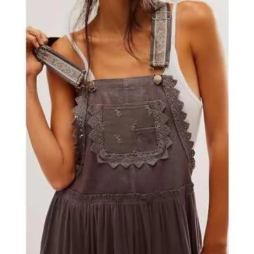 ebossy Laced Bib Dress for Women's Casual Wear