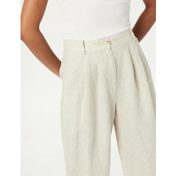 Amalia Relaxed Pleated Linen Trousers Comfortable Stylish