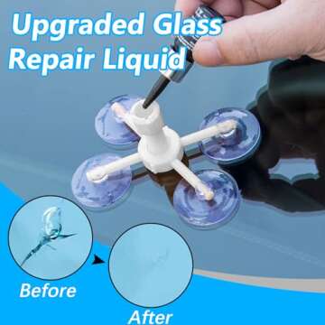 PEAKTOW Windshield Crack Repair Kit, 2 Bottles Cracked Windshield Repair Kit for Chips and Cracks in Bullseye, Half-Moon, Star-Shaped, 20 Min Quick Fix