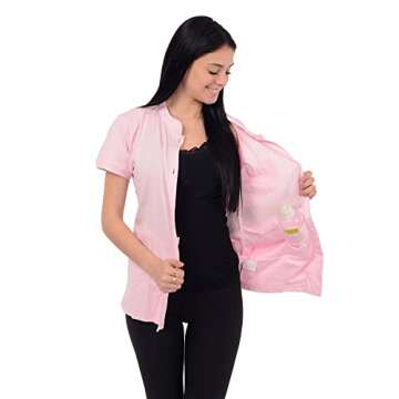 Post Mastectomy Recovery Shirt with 4 Drainage Pockets for Drain Management (Small, Pink)