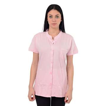 Post Mastectomy Recovery Shirt with 4 Drainage Pockets for Drain Management (Small, Pink)