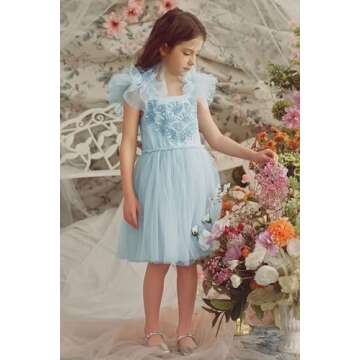 TUTULAND Tutu Dress for Girls - Toddler Tulle Dress Sleeveless Sequin Flower Girl Dress for Wedding ...
