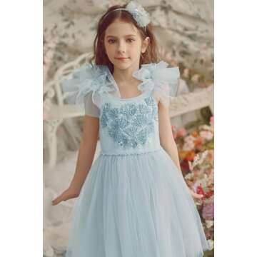 TUTULAND Tutu Dress for Girls - Toddler Tulle Dress Sleeveless Sequin Flower Girl Dress for Wedding Birthday Party Photo Prop