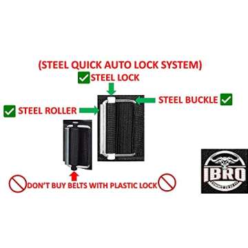 IBRO Quick Locking Premium Weight Lifting Belt - Back Support for Powerlifting, Cross Training & Gym Bodybuilding - 4 Inch Nylon Men and Women with Metal Buckle for Core Stability NavyBlue XS