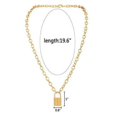 CHQIFE Lock Necklace for Men and Women in Punk Style