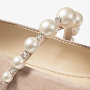 Dumjey Flats, Flats for Women, Square Toe Mary Jane Ballet Flats with Pearl Strap Comfortable Slip on for Wedding Bride Party - Nude 7