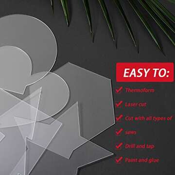 Star-Power 2mm Acrylic Sheet Clear Cast Plexiglass Panel Thick Plastic Glass Board with Double Sided Protective(5.8inchx 3.1inch) for LED Light Base Signs DIY Display Projects Craft (Round, 6)