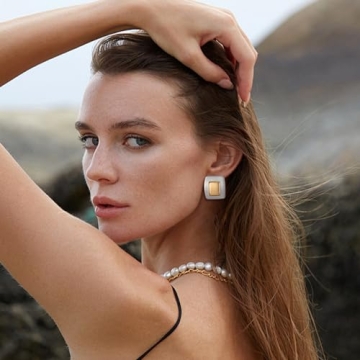 COORWEEL Vintage Curvy Square Earrings for Women