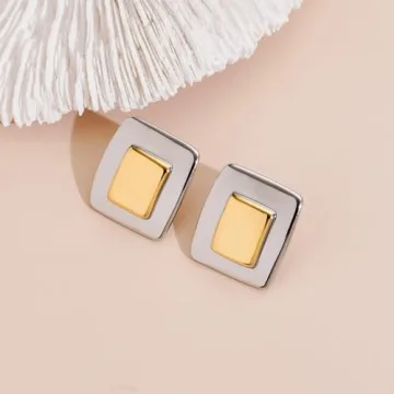 COORWEEL Vintage Curvy Square Earrings for Women