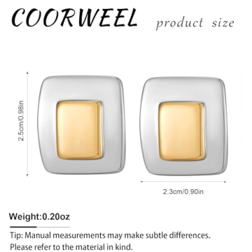 COORWEEL Vintage Curvy Square Earrings for Women