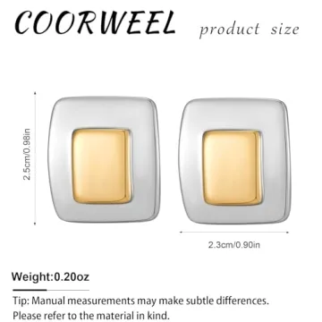 COORWEEL Vintage Curvy Square Earrings for Women