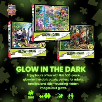 Masterpieces 500 Piece Glow in The Dark Jigsaw Puzzle - Unique Family Fun!