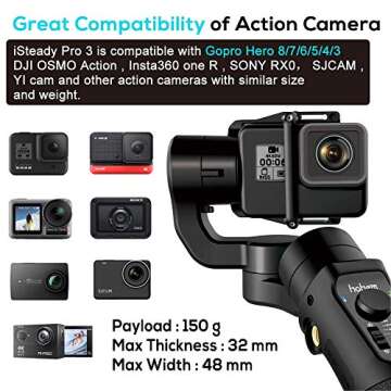 Hohem iSteady Pro 2, 3-Axis Handheld Gimbal Stabilizer for DJI OSMO, Gopro Hero 7/6/5/4/3, Yi Cam 4K, AEE, SJCAM Sports Cams, 12h Run-Time, APP Controls for Time-Lapse, Tracking, Auto Panoramas