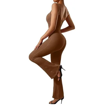 SUUKSESS Women Ribbed Flare Jumpsuit with Padded Design