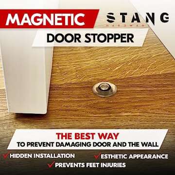 Stang – Magnetic Door Stopper Invisible Concealed Flush Mounted Magnetic Door Stop for Bottom of T...