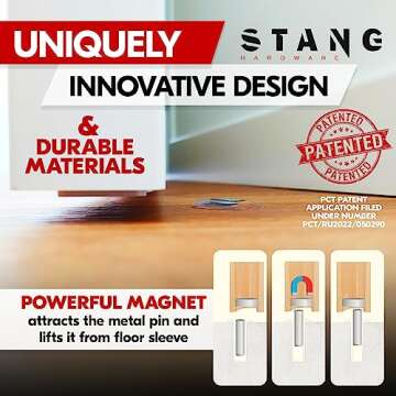 Stang – Magnetic Door Stopper Invisible Concealed Flush Mounted Magnetic Door Stop for Bottom of The Door with Hold-Open Function and Holder Option