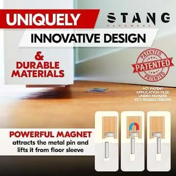 Stang – Magnetic Door Stopper Invisible Concealed Flush Mounted Magnetic Door Stop for Bottom of The Door with Hold-Open Function and Holder Option