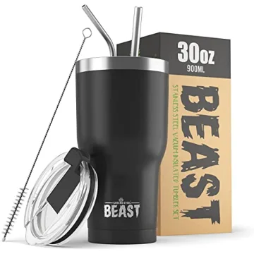 Beast 30 oz Tumbler Stainless Steel Vacuum Insulated Coffee Ice Cup Double Wall Travel Flask (Matte ...