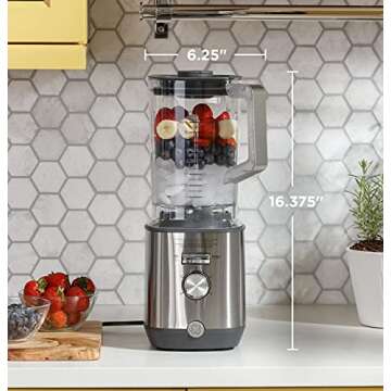 GE Blender | 5-Speed + Pulsing Option | Kitchen Essentials Blender for Shakes, Smoothies & More | Large 64 oz Tritan Jar, 7-9 Servings per Batch | Stainless Steel Blades & Exterior Finish | 1000 Watts