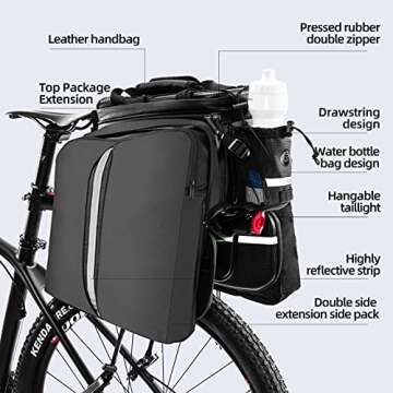 ROCKBROS Bike Rack Bag Trunk Waterproof Carbon Leather Bicycle Rear Seat Cargo Pack Pannier Handbag