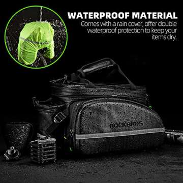 ROCKBROS Bike Rack Bag Trunk Waterproof Carbon Leather Bicycle Rear Seat Cargo Pack Pannier Handbag