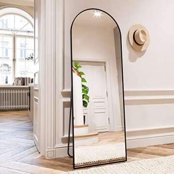 HARRITPURE 65"x22" Arched Full Length Mirror Free Standing Leaning Mirror Hanging Mounted Mirror Alu...