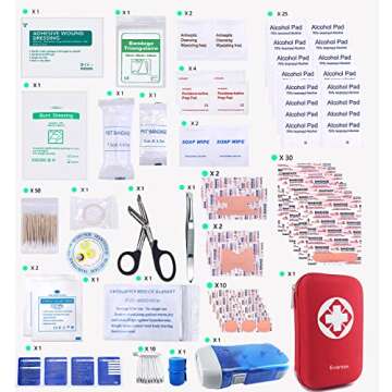 Evantek First Aid Kit Medical Med - 155 Pcs Kit Waterproof Emergency Kit for Camping Hiking Home Out...
